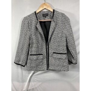 Elementz Boucle Jacket Tweed Women's Size Ps Blazer Black White